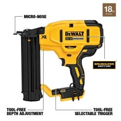 DEWALT 20-Volt Max Lithium-Ion 18-Gauge Cordless Brad Nailer Kit -Air Compressors Shop dewalt brad nailers dcn680d1 40 1000