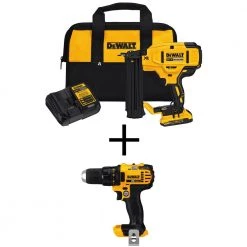DEWALT 20V MAX Lithium-Ion 18-Gauge Cordless Brad Nailer Kit and 20V MAX Cordless Compact Drill/Driver
