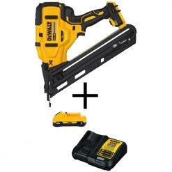 DEWALT 20V MAX XR Lithium-Ion 15-Gauge Cordless Angled Finish Nailer with 3.0Ah Battery Pack and Charger