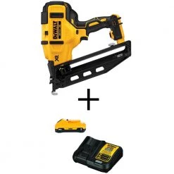 DEWALT 20V MAX XR Lithium-Ion 16-Gauge Cordless Angled Finish Nailer with 3Ah Battery Pack and Charger