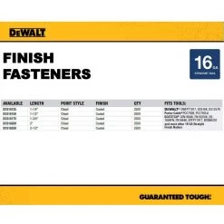 DEWALT Pneumatic 16-Gauge 2-1/2 in. Nailer and 2 in. x 16-Gauge Straight Finish Nails (2500 Per Box) 18 DEWALT Pneumatic 16-Gauge 2-1/2 in. Nailer and 2 in. x 16-Gauge Straight Finish Nails (2500 Per Box) -Air Compressors Shop dewalt finishing nailers dwfp71917w16200 4f 1000
