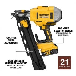 DEWALT 20-Volt MAX XR Lithium-Ion Cordless Brushless 2-Speed 21° Plastic Collated Framing Nailer with 4Ah Battery and Charger -Air Compressors Shop dewalt framing nailers dcn21plm1 40 1000