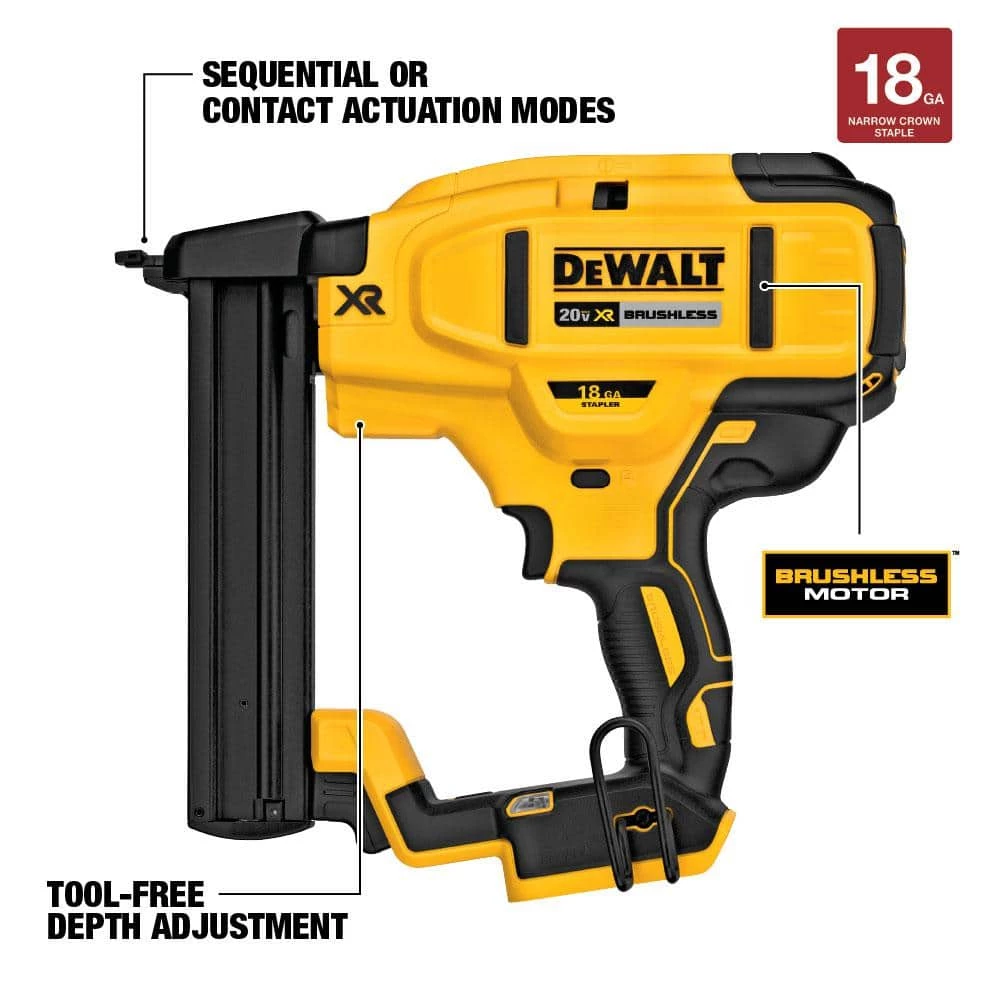 DEWALT 20-Volt MAX XR Lithium-Ion Cordless 18-Gauge Narrow Crown Stapler (Tool-Only) 2 DEWALT 20-Volt MAX XR Lithium-Ion Cordless 18-Gauge Narrow Crown Stapler (Tool-Only) - Image 2