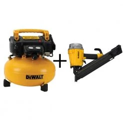 DEWALT 6 Gal. 165 PSI Portable Electric Pancake Air Compressor and Pneumatic 28-Degree Framing Nailer