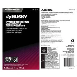 Husky Synthetic Blend Non-Detergent Oil Air Compressor -Air Compressors Shop husky air compressor parts 018 0079h c3 1000