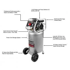 Husky 20 Gal. Vertical Electric-Powered Silent Air Compressor 26 Husky 20 Gal. Vertical Electric-Powered Silent Air Compressor -Air Compressors Shop husky portable air compressors 3332013 76 1000