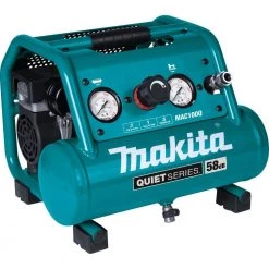 Makita 1 Gal. Quiet Series 0.5 HP Compact Oil-Free Electric Air Compressor with Bonus Pneumatic 2 in. 18-Gauge Brad Nailer -Air Compressors Shop makita portable air compressors mac100q af506 1d 1000
