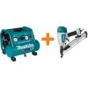 Makita Quiet Series 1 Gal. 1/2 HP Compact, Oil-Free, Electric Air Compressor w/ Bonus 15-Gauge, 2-1/2in. Angled Finish Nailer