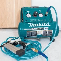 Makita 2 Gal. Quiet Series 1 HP Electric Oil-Free Air Compressor with Bonus Pneumatic 2 in. 18-Gauge Brad Nailer -Air Compressors Shop makita portable air compressors mac210q af506 66 1000