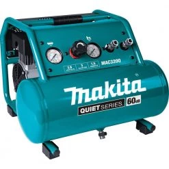 Makita 3 Gal. Quiet Series 1.5 HP Electric Oil-Free Air Compressor with Bonus Pneumatic 2 in. 18-Gauge Brad Nailer -Air Compressors Shop makita portable air compressors mac320q af506 40 1000