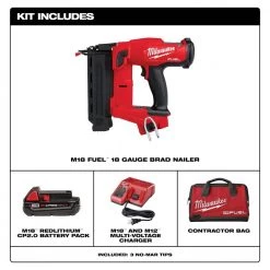 Milwaukee M18 FUEL 18-Volt 18-Gauge Lithium-Ion Brushless Cordless Gen II Brad Nailer Kit and Tinted Performance Safety Glasses -Air Compressors Shop milwaukee finishing nailers 2746 21ct 48 73 2025 40 1000
