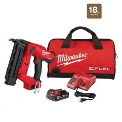 Milwaukee M18 FUEL GEN II 18-Volt 18-Gauge Lithium-Ion Brushless Cordless Brad Nailer Kit with One 2.0 Ah Battery, Charger and Bag