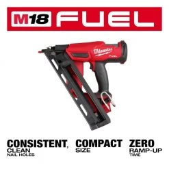 Milwaukee M18 FUEL 18-Volt Lithium-Ion Brushless Cordless Gen II 15-Gauge Angled Nailer with Brushed Oscillating Multi-Tool 19 Milwaukee M18 FUEL 18-Volt Lithium-Ion Brushless Cordless Gen II 15-Gauge Angled Nailer with Brushed Oscillating Multi-Tool -Air Compressors Shop milwaukee finishing nailers 2839 20 2626 20 1d 1000