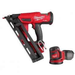 Milwaukee M18 FUEL 18-Volt Lithium-Ion Brushless Cordless Gen II 15-Gauge Angled Nailer with Random Orbit Sander