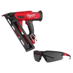 Milwaukee M18 FUEL 18-Volt Lithium-Ion Brushless Cordless Gen 2 15GA Finish Nailer Tool Only w/Tinted Anti Scratch Safety Glasses