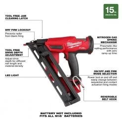 Milwaukee M18 FUEL 18-Volt Lithium-Ion Brushless Cordless Gen 2 15GA Finish Nailer Tool Only w/Tinted Anti Scratch Safety Glasses 18 Milwaukee M18 FUEL 18-Volt Lithium-Ion Brushless Cordless Gen 2 15GA Finish Nailer Tool Only w/Tinted Anti Scratch Safety Glasses -Air Compressors Shop milwaukee finishing nailers 2839 20 48 73 2015 a0 1000