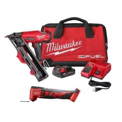 Milwaukee M18 FUEL 18-Volt Lithium-Ion Brushless Cordless Gen II 15-Gauge Angled Nailer Kit W/M18 Multi-Tool