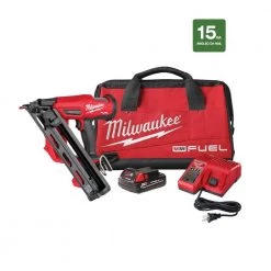 Milwaukee M18 FUEL 18-Volt Lithium-Ion Brushless Cordless Gen II 15-Gauge Angled Finish Nailer Kit with 2.0Ah Battery and Charger