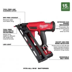 Milwaukee M18 FUEL 18-Volt Lithium-Ion Brushless Cordless Gen II 15-Gauge Angled Finish Nailer Kit with 2.0Ah Battery and Charger -Air Compressors Shop milwaukee finishing nailers 2839 21ct a0 1000
