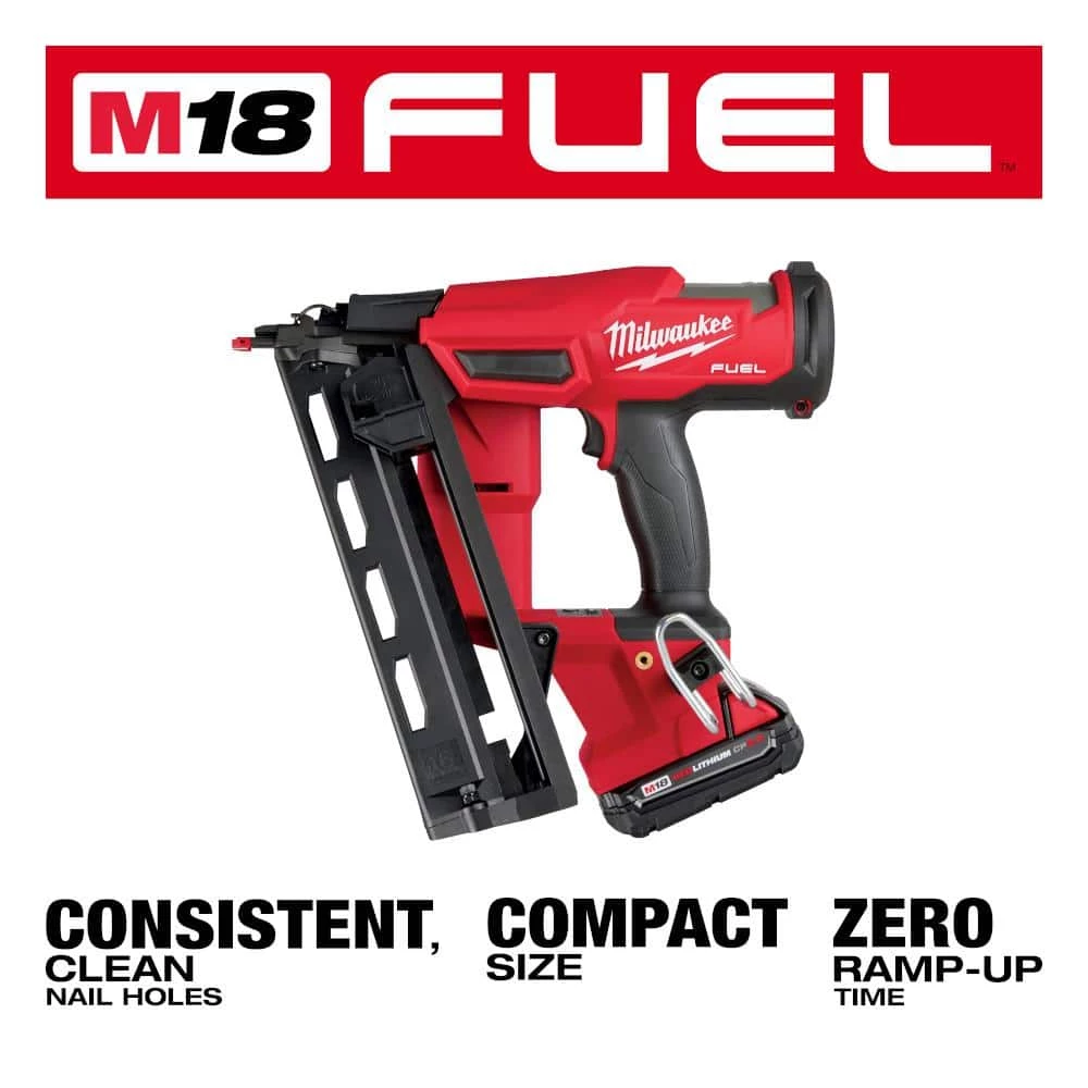 Milwaukee M18 FUEL 18-Volt Lithium-Ion Brushless Cordless Gen II 16-Gauge Angled Finish Nailer Kit with 2.0Ah Battery and Charger 5 Milwaukee M18 FUEL 18-Volt Lithium-Ion Brushless Cordless Gen II 16-Gauge Angled Finish Nailer Kit with 2.0Ah Battery and Charger - Image 5