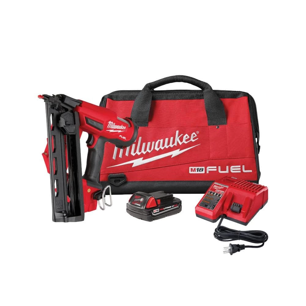 Milwaukee M18 FUEL 18-Volt Lithium-Ion Brushless Cordless Gen II 16-Gauge Angled Finish Nailer Kit with 2.0Ah Battery and Charger 1 Milwaukee M18 FUEL 18-Volt Lithium-Ion Brushless Cordless Gen II 16-Gauge Angled Finish Nailer Kit with 2.0Ah Battery and Charger