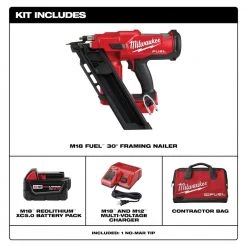 Milwaukee M18 FUEL 3-1/2 in. 18-Volt 30-Degree Lithium-Ion Brushless Framing Nailer Kit and Performance Safety Glasses with Gasket -Air Compressors Shop milwaukee framing nailers 2745 21 48 73 2040 40 1000