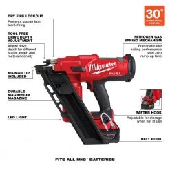 Milwaukee M18 FUEL 3-1/2 in. 18-Volt 30-Degree Lithium-Ion Brushless Framing Nailer Kit and Performance Safety Glasses with Gasket -Air Compressors Shop milwaukee framing nailers 2745 21 48 73 2040 a0 1000