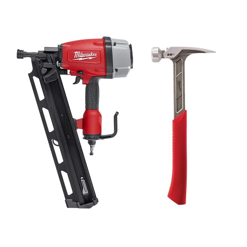 Milwaukee 3-1/2 in. Full Round Head Framing Nailer with 22 oz. Milled Face Framing Hammer 1 Milwaukee 3-1/2 in. Full Round Head Framing Nailer with 22 oz. Milled Face Framing Hammer