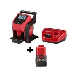 Milwaukee M12 12-Volt Lithium-Ion Cordless Compact Inflator Kit with 4.0 Ah Battery, Charger and Bonus 2.0 Ah Battery Pack