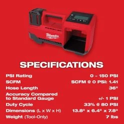 Milwaukee M18 18-Volt Lithium-Ion Cordless Inflator (Tool-Only) -Air Compressors Shop milwaukee inflators 2848 20 77 1000