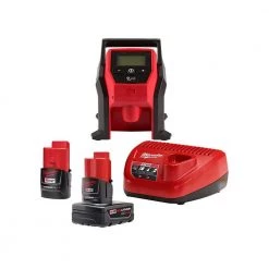 Milwaukee M12 12-Volt Lithium-Ion 4.0 Ah and 2.0 Ah Battery Packs and Charger Starter Kit w/ Compact Inflator