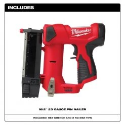 Milwaukee M12 12-Volt 23-Gauge Lithium-Ion Cordless Pin Nailer with Two M12 12-Volt 1.5 Ah Lithium-Ion Compact Battery Packs -Air Compressors Shop milwaukee pin nailers 2540 20 48 11 2411 40 1000