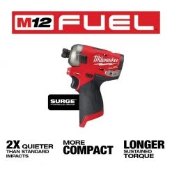 Milwaukee M12 12-Volt 23-Gauge Lithium-Ion Cordless Pin Nailer Kit w/M12 FUEL SURGE Brushless Cordless 1/4 in. Hex Impact Driver -Air Compressors Shop milwaukee pin nailers 2540 21 2551 20 66 1000