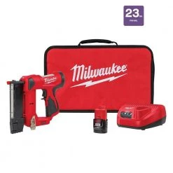 Milwaukee M12 12-Volt 23-Gauge Lithium-Ion Cordless Pin Nailer Kit with 1.5 Ah Battery, Charger and Tool Bag