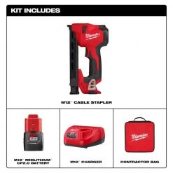Milwaukee M12 12-Volt Lithium-Ion Cordless Cable Stapler Nailer Kit with 2.0Ah Battery, Charger and Bag 16 Milwaukee M12 12-Volt Lithium-Ion Cordless Cable Stapler Nailer Kit with 2.0Ah Battery, Charger and Bag -Air Compressors Shop milwaukee pneumatic staplers 2448 21 40 1000
