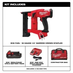 Milwaukee M18 FUEL 1/4 in. 18V 18-Gauge Lithium-Ion Brushless Narrow Crown Stapler Kit and Clear Performance Safety Glasses 16 Milwaukee M18 FUEL 1/4 in. 18V 18-Gauge Lithium-Ion Brushless Narrow Crown Stapler Kit and Clear Performance Safety Glasses -Air Compressors Shop milwaukee pneumatic staplers 2749 21ct 48 73 2020 40 1000