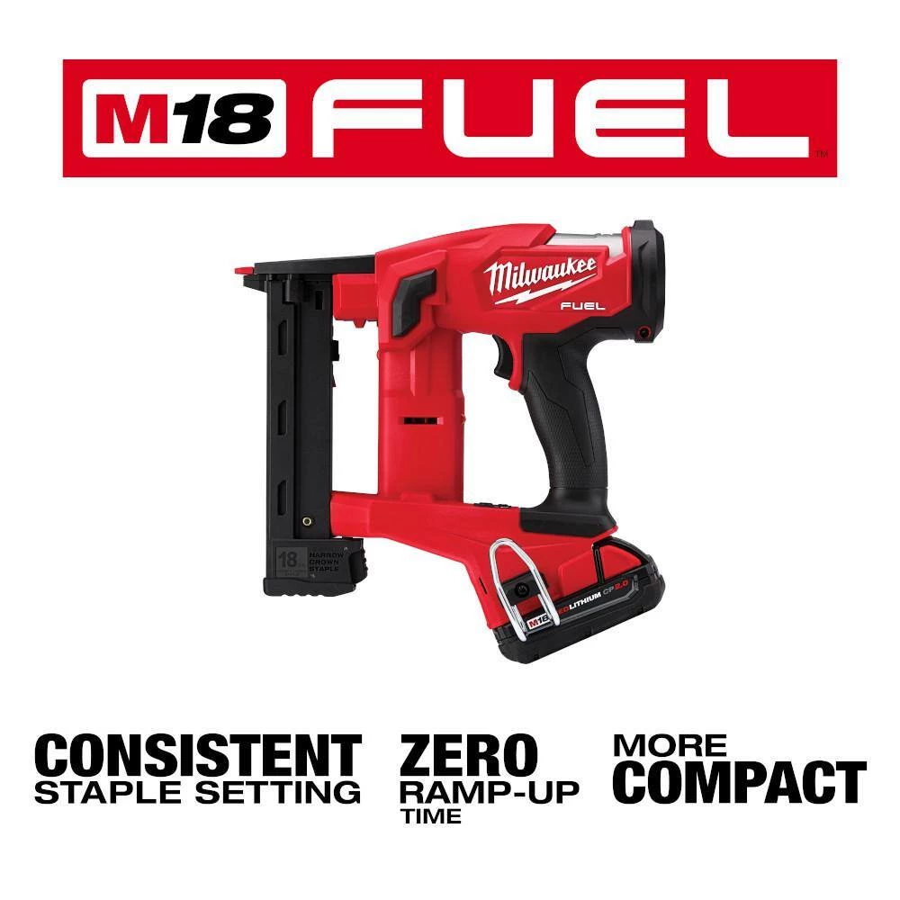 Milwaukee M18 FUEL 1/4 in. 18-Volt 18-Gauge Lithium-Ion Brushless Narrow Crown Stapler Kit and Tinted Performance Safety Glasses 6 Milwaukee M18 FUEL 1/4 in. 18-Volt 18-Gauge Lithium-Ion Brushless Narrow Crown Stapler Kit and Tinted Performance Safety Glasses - Image 6