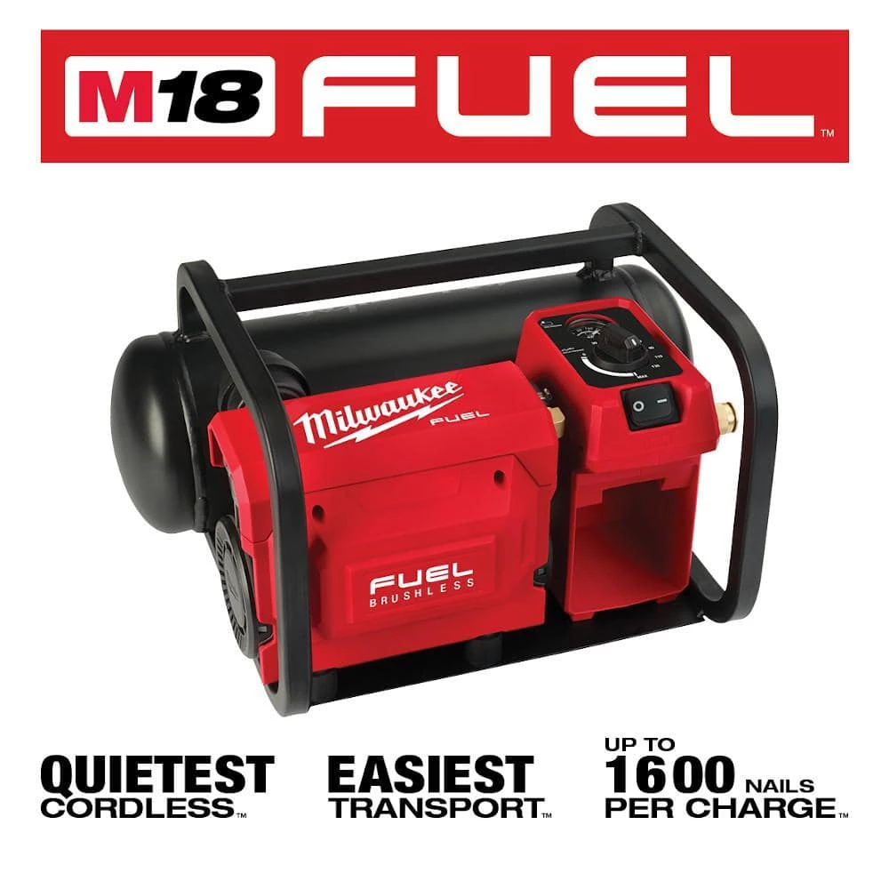 Milwaukee M18 FUEL 18-Volt Lithium-Ion Brushless Cordless 2 Gal. Electric Compact Quiet Compressor W/ 5.0 Ah Battery 3 Milwaukee M18 FUEL 18-Volt Lithium-Ion Brushless Cordless 2 Gal. Electric Compact Quiet Compressor W/ 5.0 Ah Battery - Image 3