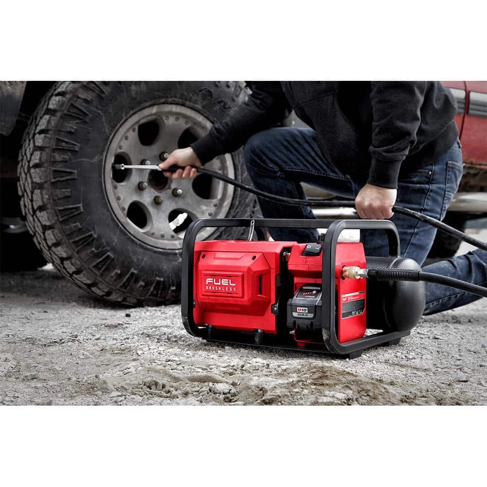 Milwaukee M18 FUEL 18-Volt Lithium-Ion Brushless Cordless 2 Gal. Electric Compact Quiet Compressor (Tool-Only) 9 Milwaukee M18 FUEL 18-Volt Lithium-Ion Brushless Cordless 2 Gal. Electric Compact Quiet Compressor (Tool-Only) - Image 9