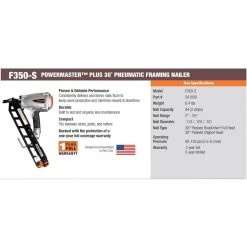 Paslode Pneumatic 3-1/2 in. 30-Degree PowerMaster Plus Clipped-Head Framing Nailer -Air Compressors Shop paslode framing nailers 501000 76 1000