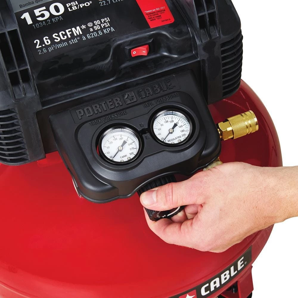 Porter-Cable 6 Gal. 150 PSI Portable Electric Air Compressor Kit 8 Porter-Cable 6 Gal. 150 PSI Portable Electric Air Compressor Kit - Image 8