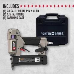 Porter-Cable 6 Gal. 150 PSI Portable Electric Air Compressor, 18-Gauge Brad Nailer and 23-Gauge 1-3/8 in. Pin Nailer -Air Compressors Shop porter cable portable air compressors pcfp12236pin138 40 1000