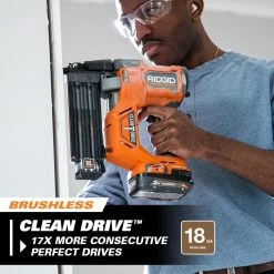 RIDGID 18V Brushless Cordless 18-Gauge 2-1/8 in. Brad Nailer (Tool Only) with CLEAN DRIVE Technology -Air Compressors Shop ridgid brad nailers r09891b a0 1000
