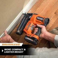 RIDGID 18V Brushless Cordless 18-Gauge 2-1/8 in. Brad Nailer w/ Brushless 16-Gauge 2-1/2 in Straight Finish Nailer (Tools Only) -Air Compressors Shop ridgid brad nailers r09891b r09892b 1d 1000