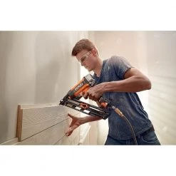 RIDGID Pneumatic 15-Gauge 2-1/2 in. Angled Finish Nailer with CLEAN DRIVE Technology, Tool Bag, and Sample Nails -Air Compressors Shop ridgid finishing nailers r250aff 31 1000