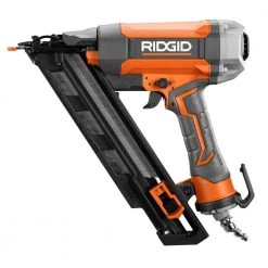 RIDGID Pneumatic 15-Gauge 2-1/2 in. Angled Finish Nailer with CLEAN DRIVE Technology, Tool Bag, and Sample Nails -Air Compressors Shop ridgid finishing nailers r250aff c3 1000