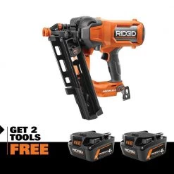 RIDGID 18V 21 Degree Framing Nailer & FREE (2) 4.0Ah MO Batteries
