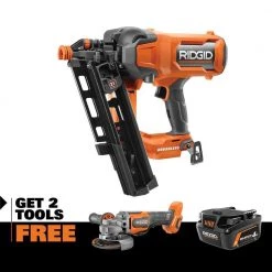 RIDGID 18V 21 Degree Framing Nailer, FREE Angle Grinder & 4.0Ah MO Battery