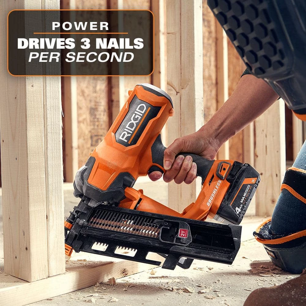 RIDGID 18V 21 Degree Framing Nailer, FREE Multi-Tool & 4.0Ah MO Battery 4 RIDGID 18V 21 Degree Framing Nailer, FREE Multi-Tool & 4.0Ah MO Battery - Image 4