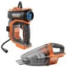 RIDGID 18V Cordless Digital Inflator with Cordless Hand Vacuum (Tools Only)